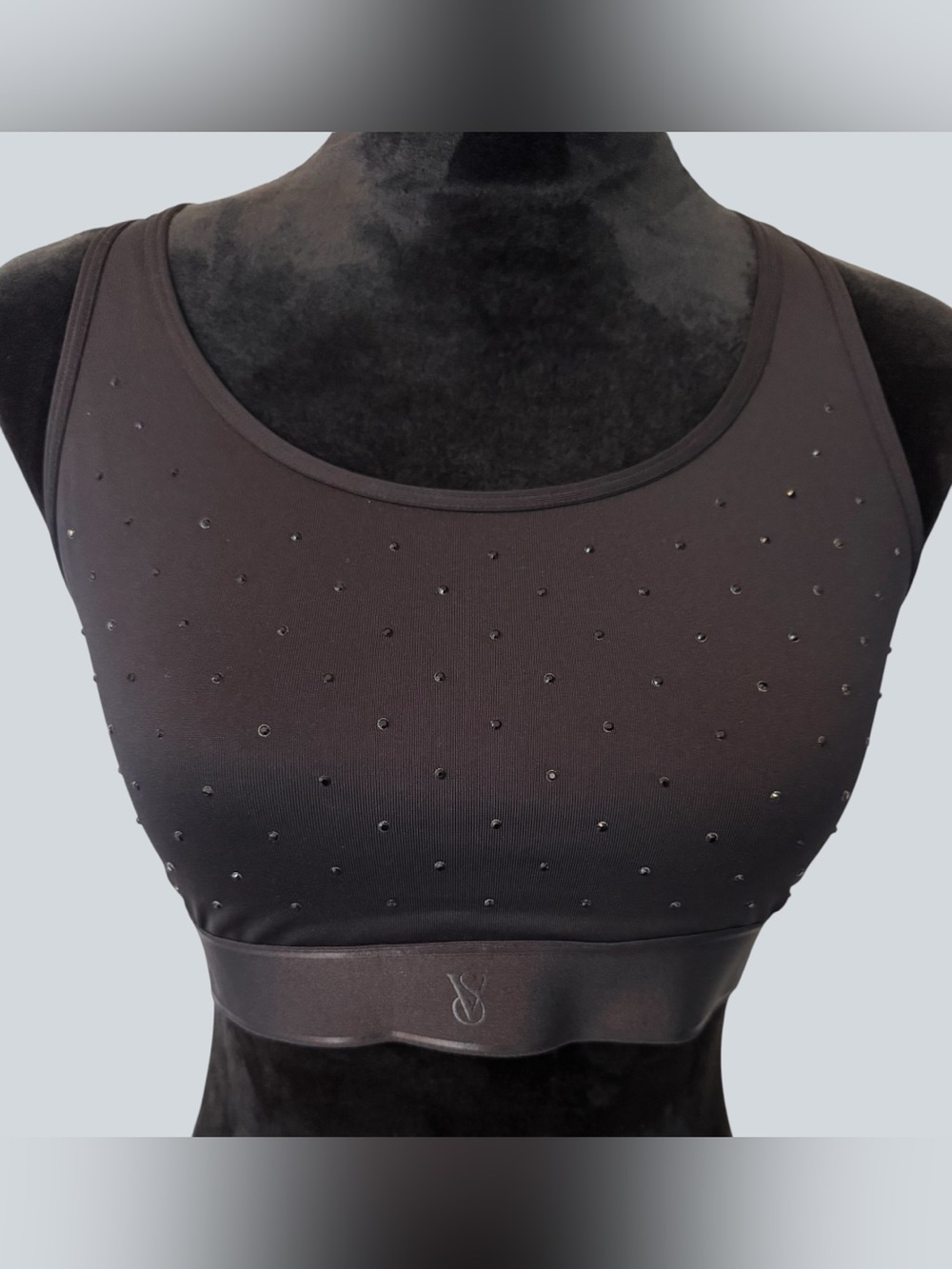 Victoria's Secret Black Embellished Stretch Sports Bra